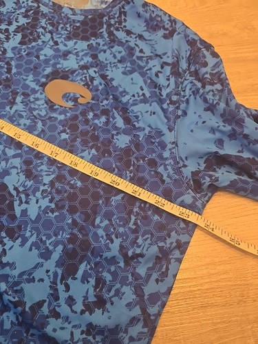 Costa Fishing Rash Guard Shirt Mens XL Blue Digital  Camo Logo Long Sleeve Sun - Picture 3 of 5