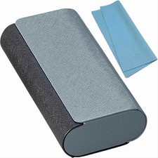 Glasses Case for 2 Storage Portable Compact Slim Two-Piece Soft Black Hard Case