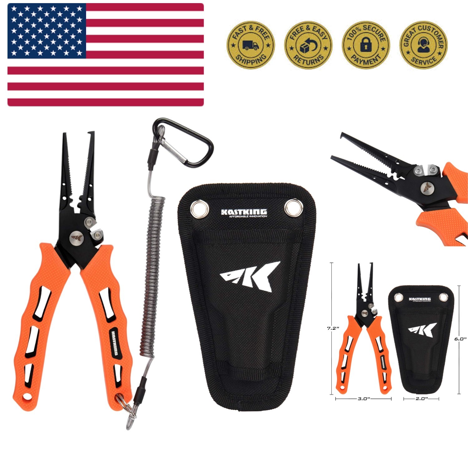 Cutthroat 7 inch Fishing Split Ring Pliers, 420 Stainless Steel Fishing Tools...