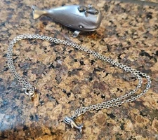 Vintage Torino Pewter Whale Trinket Box Stud Earring & Necklace Pendant 