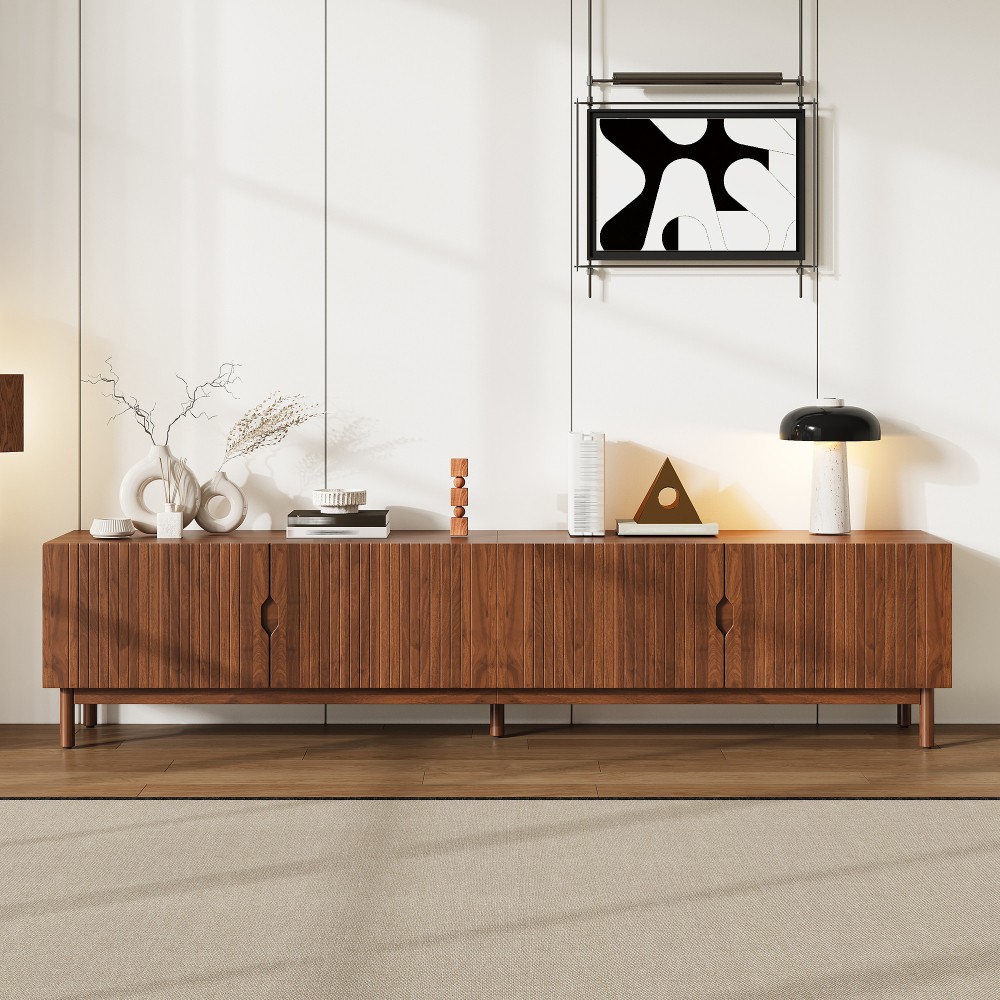 87- Inch TV Stand for TVs up to 90 inches, Media Console with 4 Cabinets