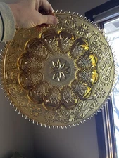 VTG  Indiana Glass Amber colored Tiara 12" Deviled egg plate/platter/relish dish