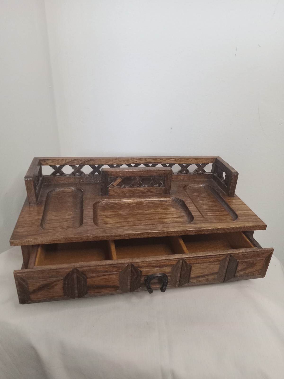 Vintage 1960s Pat Yoshikawa Wood Jewelry Box with Drawer from Japan