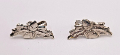 Vintage Ohrclips   925er Silber   Eichenblatt & Eichel Motiv   5 g   3,0 × 0,8 c