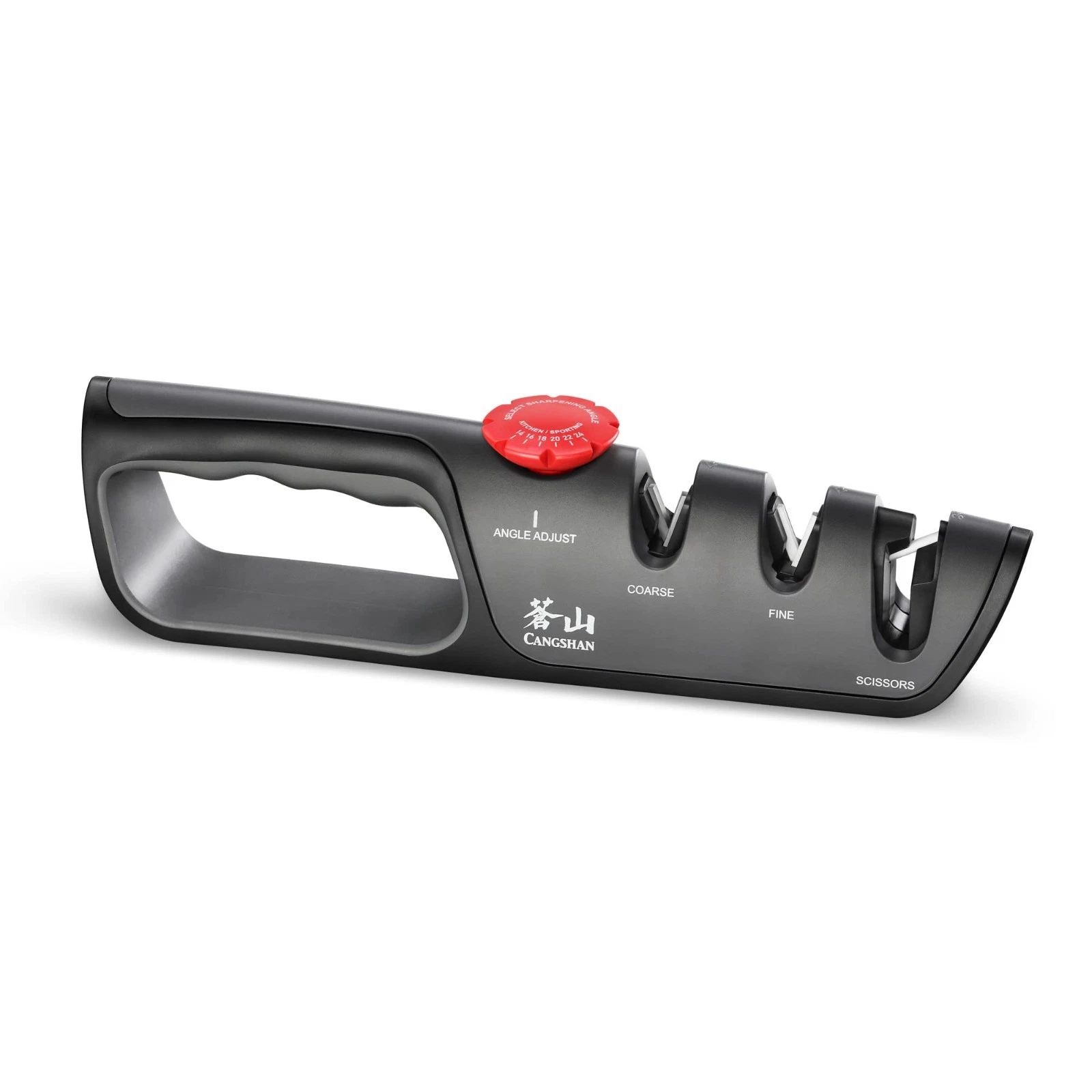 Professional 3-Stage Knife & Scissor Sharpener - Adjustable 14-24 Degrees, Black