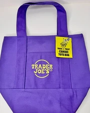 Brand New! Trader Joe's Halloween Mini Canvas Tote Bag - PURPLE -LIMITED EDITION
