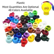 Single Hole Cord Stopper Lock Toggle Laces Stop End Metal Spring 48 Colours