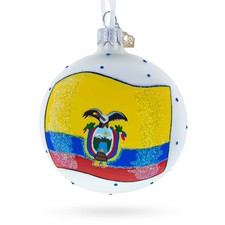 Flag of Ecuador Glass Ball Ornament 3.25 Inches