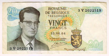 1964 Belgium 20 Francs 2022519 Paper Money Banknotes Currency