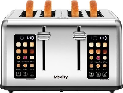Mecity 4 Slice Toaster with Touch Screen Control, 4 Wide Slots,120V 1650W
