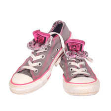 Converse All Star Women's Sz 5 Gray Pink Canvas Sneakers Low Top Shoes 541398F