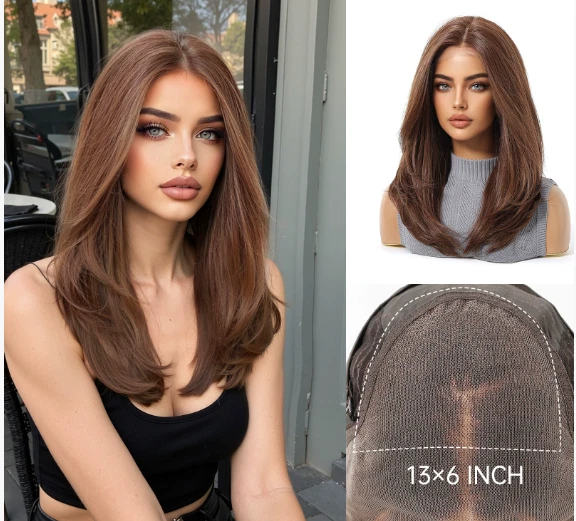 13x6 Large Lace Front Cap Silvery Gray Human Hair Blend Heat Ok Wigs Women Soft - Image 3 of 4