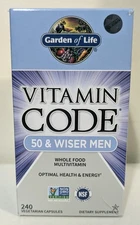 Garden of Life VITAMIN CODE 50 & Wiser Men - 240ct capsules - EXP 06/26 - NEW