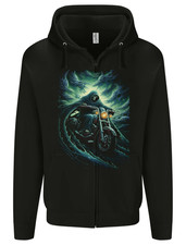 Skull Biker Motorcycle Motorbike Grim Reaper 17 Mens Zip Up Hoodie