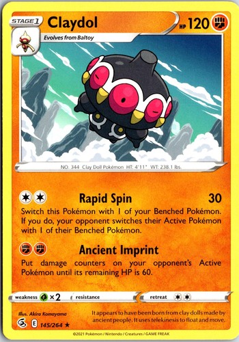Claydol 145/264 Near Mint Rare Fusion Strike Pokemon