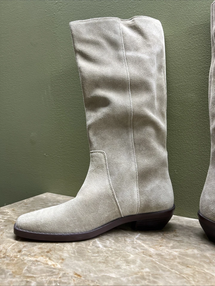 NUEVAS Botas Altas Madewell Antoine Gamuza Suave Estilo Occidental Semilla de Arce Talla 7.5 Taupe Foto 4 de 4
