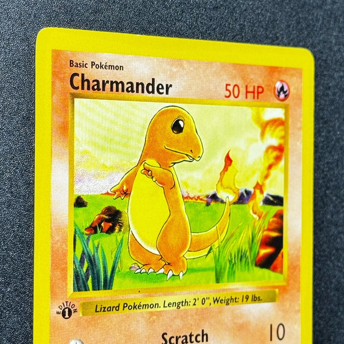1st Ed. Shadowless Base Set Charmander 46/102 MINT Errors 3D Thick