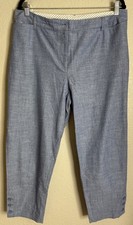 Talbots Womens Size 14 Perfect Crop Blue Chino Pants Preppy Beach Nautical