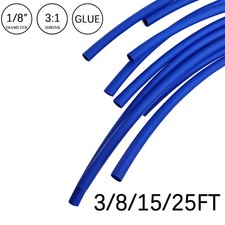 3:1 Heat Shrink Tube - 1/8" Blue Dual Wall Marine Adhesive Glue Lined Waterproof