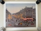 MICHEL DELACROIX ,” LE GRANDS BOULEVARDS ”  RARE AUTHENTIC 1980’s  ART PRINT