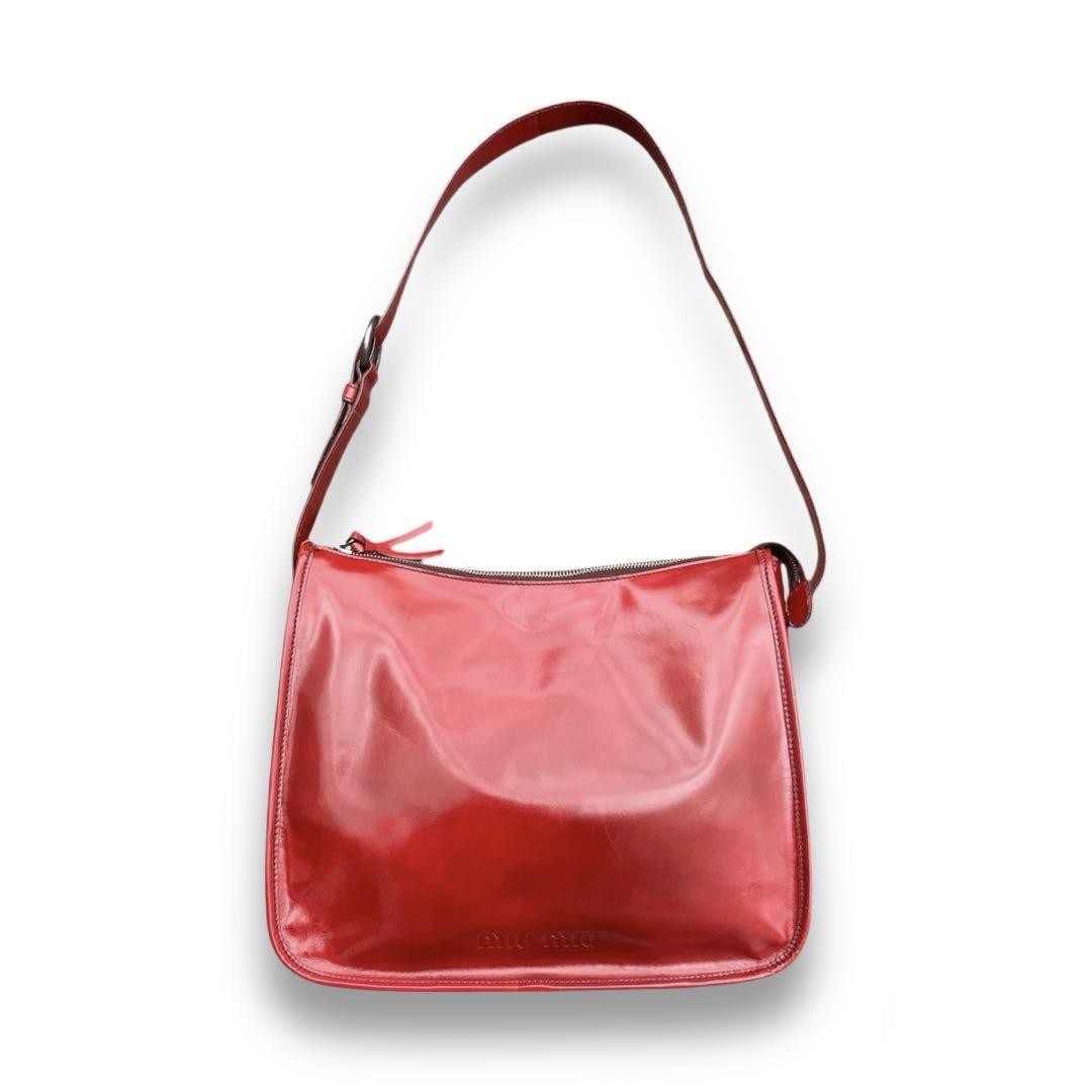 バッグ OLD MIU MIU ENAMEL HAND POUCH 1990s MIU MIU ENAMEL SHOULDER BAG RED Vintage Archives