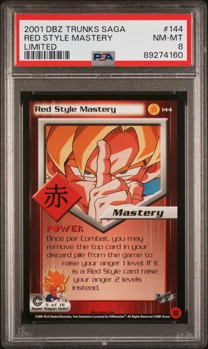 2001 SCORE DRAGON BALL Z TRUNKS SAGA #144 RED STYLE MASTERY LIMITED PSA 8