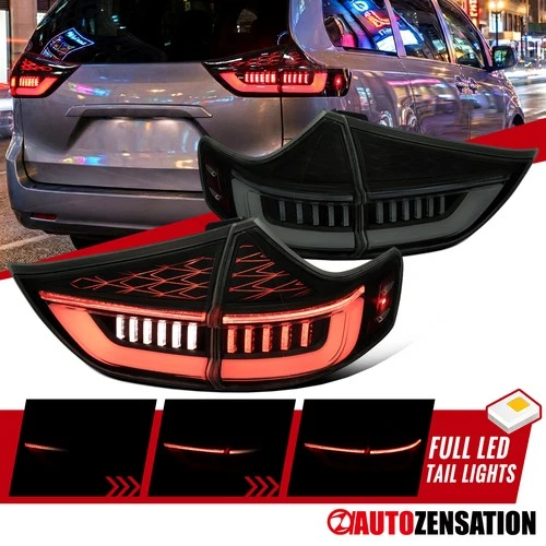 Fit 2011-2014 Toyota Sienna Black Smoke Sequential LED Tail Lights Brake Lamps