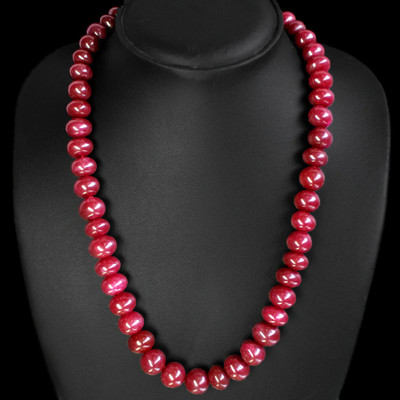 MOST DEMANDED 501.00 CTS NATURAL RED RUBY ROUND BEADS NECKLACE STRAND - GEM EDH