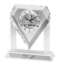 Clock Desk Da Vinci Diamond Crystal with Silver Engraving Plate Wedding GIfts