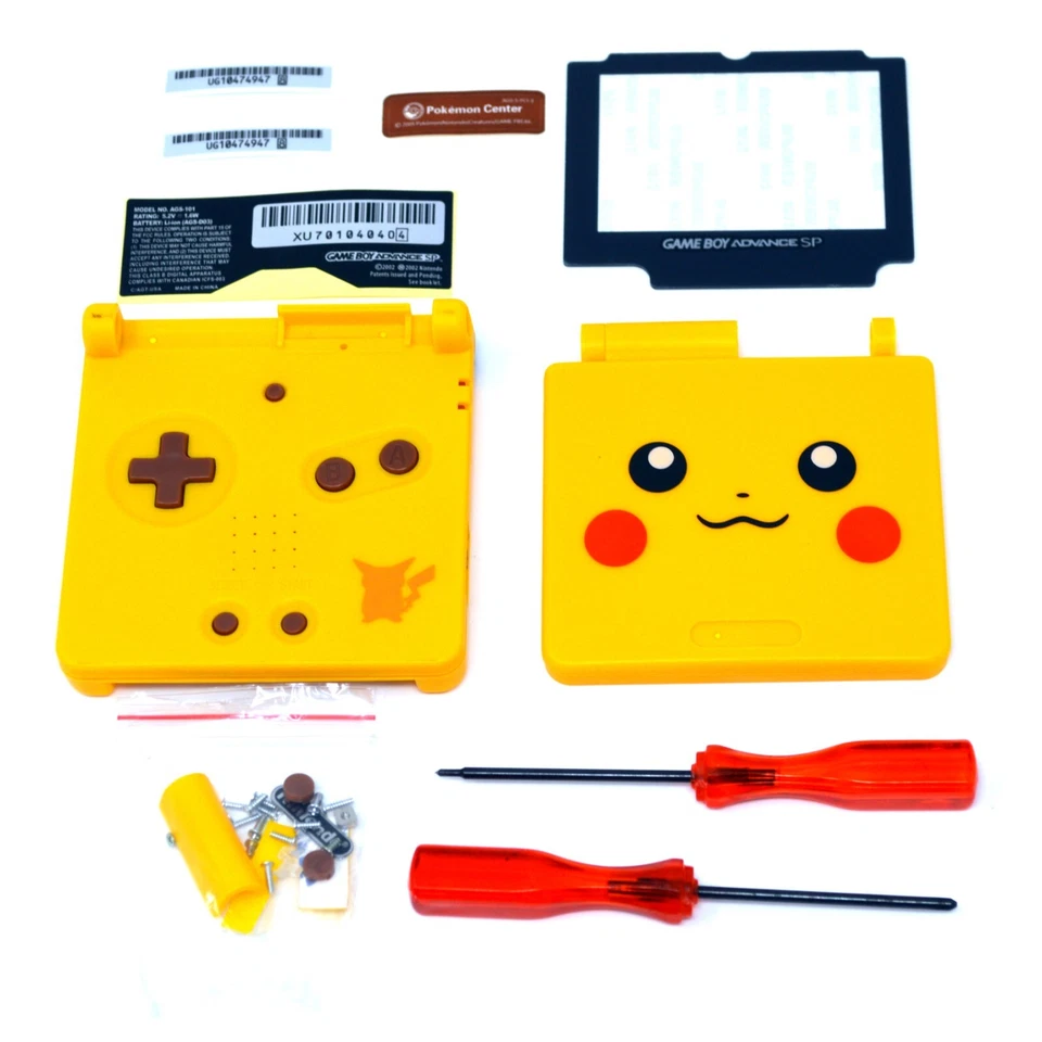 Pikachu Yellow GBA SP Game Boy Advance SP Replacement Housing Shell Screen Lens - Image 2 of 4
