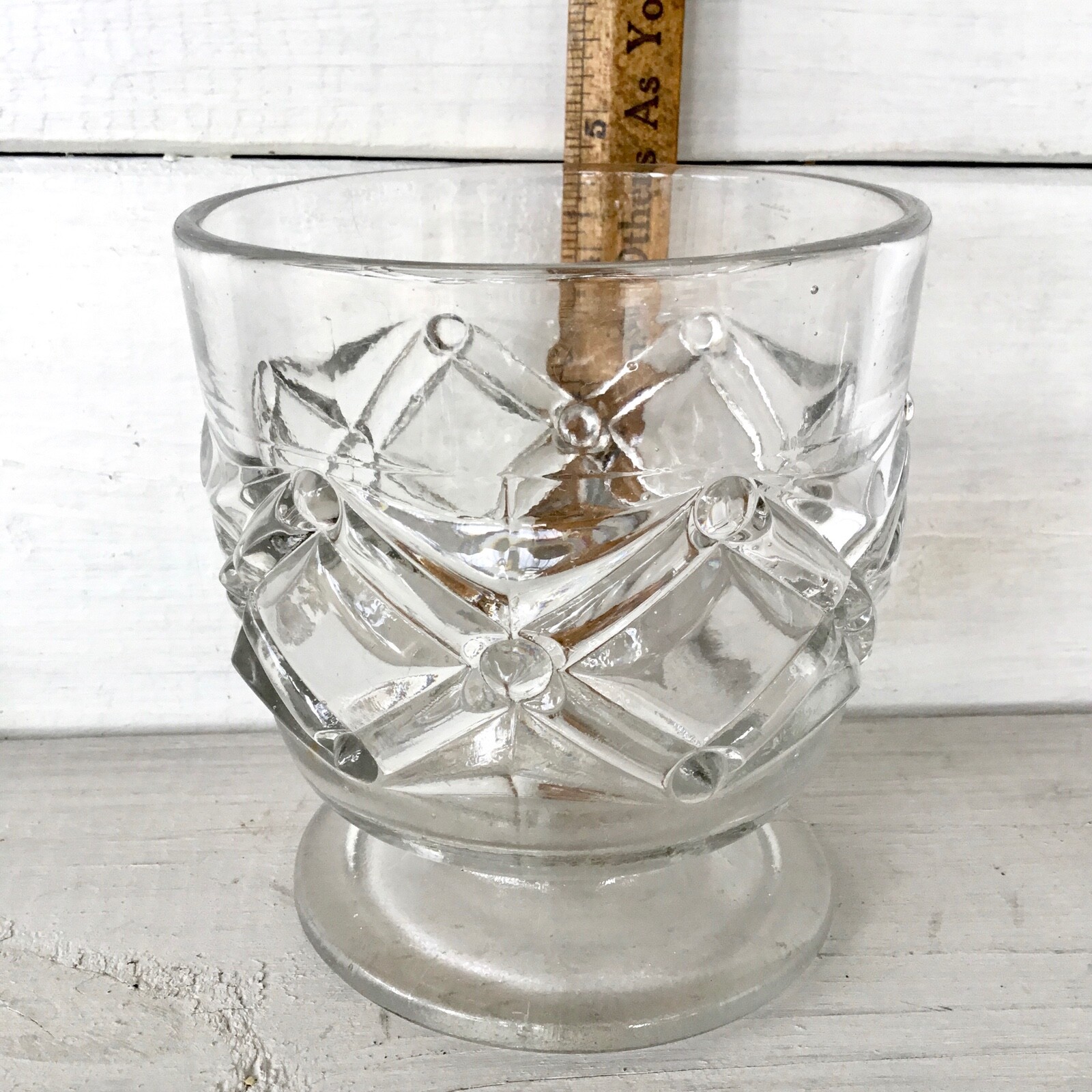 Antique Pressed SPOON HOLDER Glass Spooner Error Lopsided Three Mold eBay