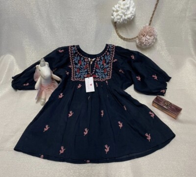 pink chicken ava dress Girls Ava Dress, Green Embroidery 5y