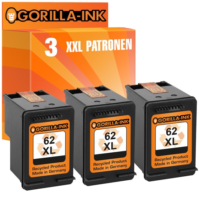 3x Patronen für HP 62XL Black 5540 5541 5542 5544 5545 5547 5548 5640 5740 572