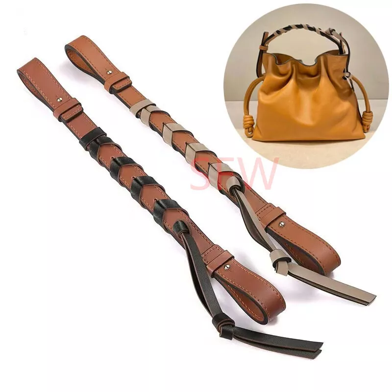 Leather Woven Shoulder Handle Strap For LOEWE Flamenco Series Bag