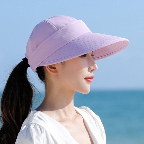 Women Sun Visor Hat Casual Large Wide Brim Uv Protection Summer Beach Travel-Cap - Picture 9 of 31