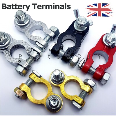 Pair of Car Battery Terminals Positive Negative Cable 12V Heavy Duty ...