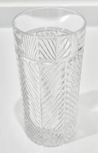Signed RALPH LAUREN Crystal HERRINGBONE Pattern 6 1/2" HIGHBALL GLASS (14oz) - Picture 2 of 3