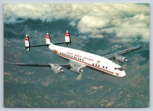 Aviation Postcard TWA Trans Worlds Airlines Lockheed L-1049 Constellation IF4