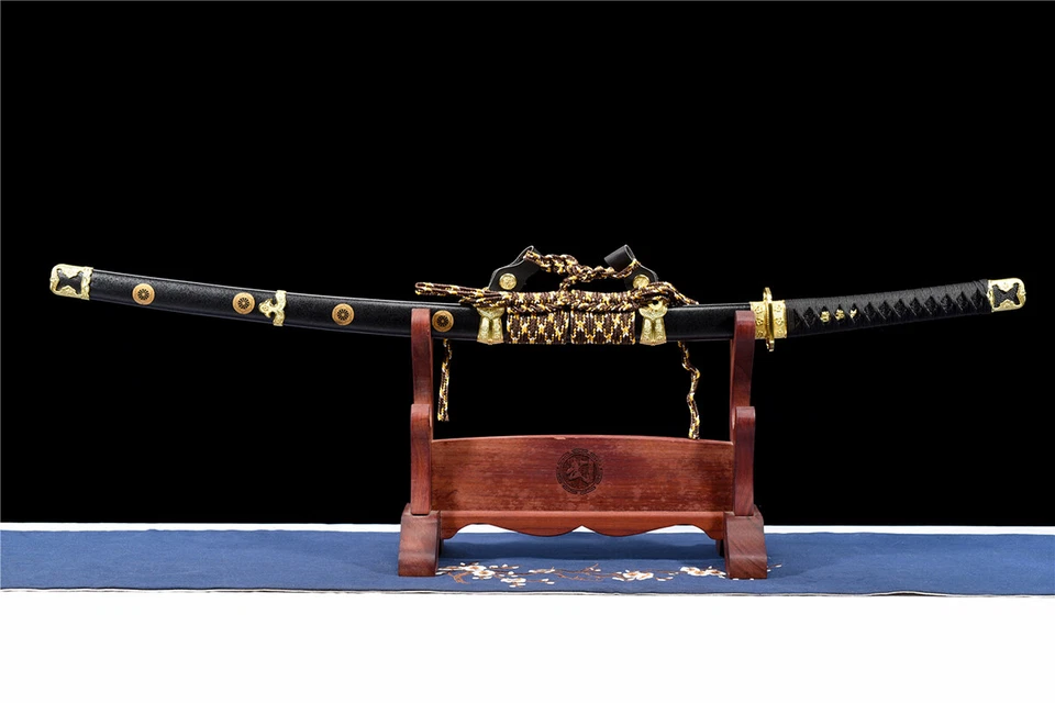 Espada Katana Japonesa Full Tang Acero Tachi T10 Dragón Hoja Dorada Grabada Foto 3 de 4