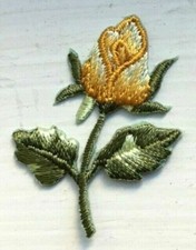 Embroidered Iron-On Applique Rosebud Flower, 1 1/4 x 1 1/2 inch FREE SHIPPING