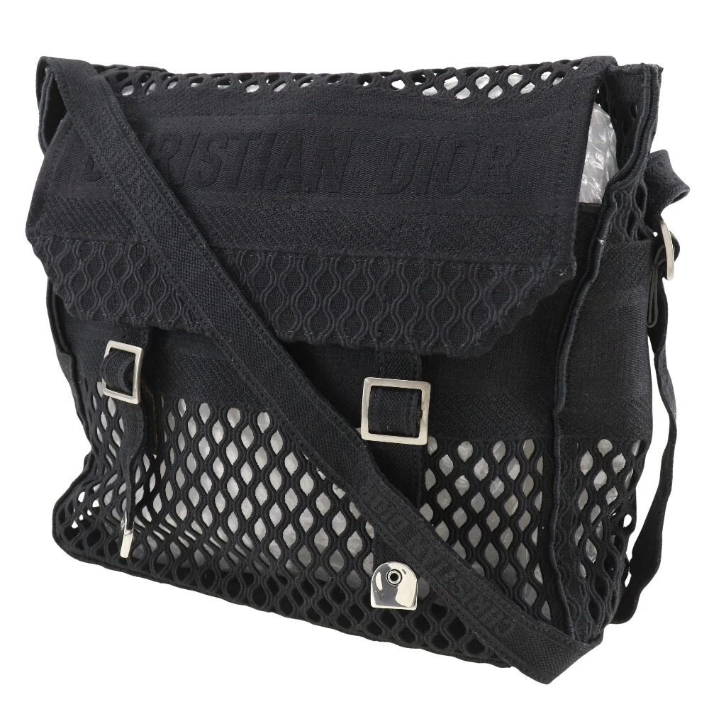 Sac bandoulière Christian Dior Messenger maille toile noir femme authentique