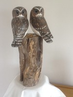 Archipelago Wood Carving Sculpture Of Two Owls On Post - D363 Owl Archipelago Wood Carving Sculpture Of Two Owls On Post - D363 Owl