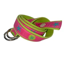 Douglas Paquette Belt Large Green Pink Blue Shell Starfish Sand Dollar 42 Inch