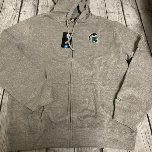 NWT Men’s Top of The World Michigan State Spartans Zip Up Hoodie Sz Large Grey - Picture 2 of 9