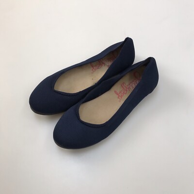 JELLYPOP Slip On Basic Casual Flats Shoes Womens Size Navy Blue Knit 