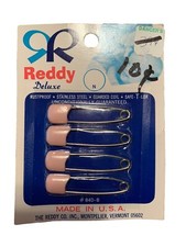 Vintage Reddy Deluxe Diaper Pins 1960s Package Of Four Pink Standard