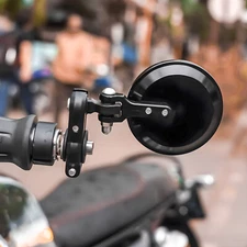 Motorcycle Folding 7/8" Bar End Rear View Side Mirrors Round CNC Mirror Black