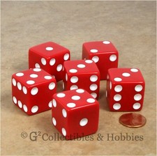 NEW Set of 6 Jumbo 25mm Red Dice RPG D D Board Game 1 inch Large D6 Koplpw