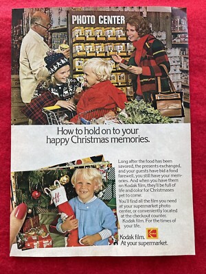Vintage 1975 Kodak Film Print Ad Boy Christmas Stocking Store Display