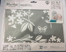 Martha Stewart Adhesive Paper Stencil Stencil 32 designs FLOWER  BUTTERFLIES